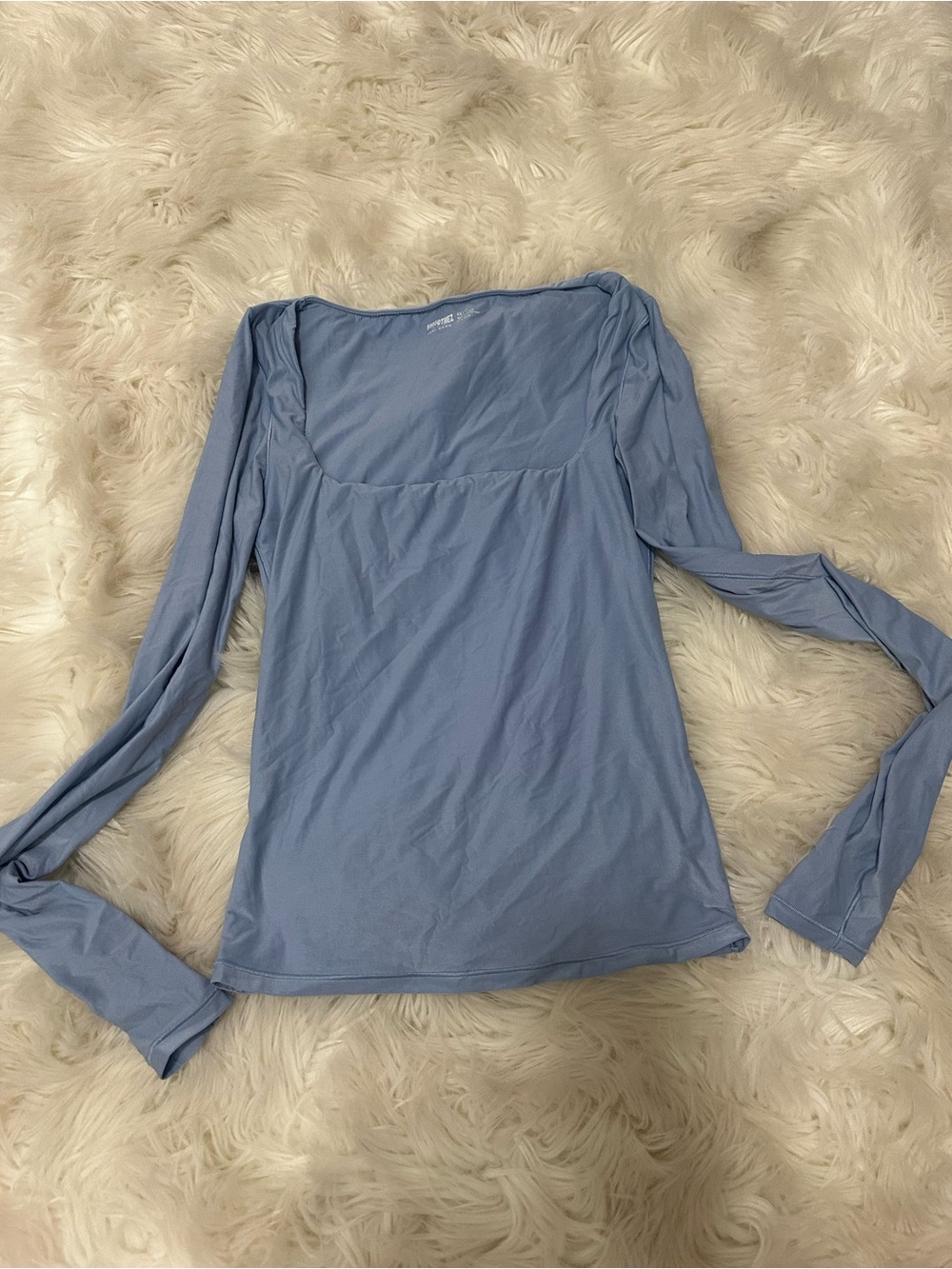 aerie smoothez Light Blue Long Sleeve Scoop Neck Top